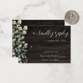 Budget Rustige Eucalyptus Wedding RSVP Kaart Notitiekaartje (Voorkant / Achterkant in situ)