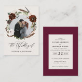 budget rustige floral wreatbruiloft uitnodiging (Voorkant / Achterkant)