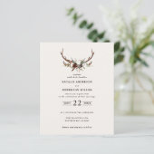 budget Rustige florale stag antlers bruiloft uitno (Staand voorkant)