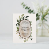 budget Rustige Foliage Farmhouse Wedding-uitnodigi (Staand voorkant)