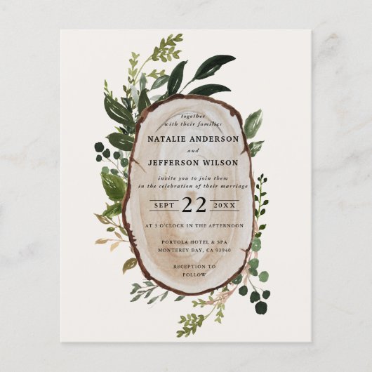 budget Rustige Foliage Farmhouse Wedding-uitnodigi (Voorkant)