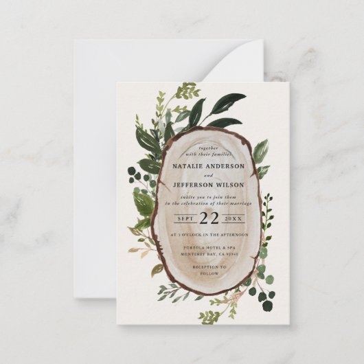 budget Rustige Foliage Farmhouse Wedding-uitnodigi Notitiekaartje (Voorkant)