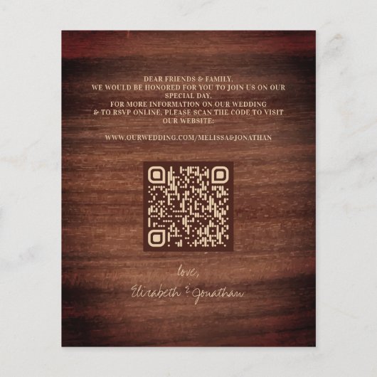 Budget Rustige Foliage Foto QR Code Save the Date (Achterkant)