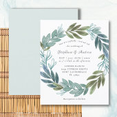 Budget Rustige Foliage Sage Green Wedding Invite