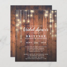 Budget Rustige houten lights Bridal Shower Uitnodi