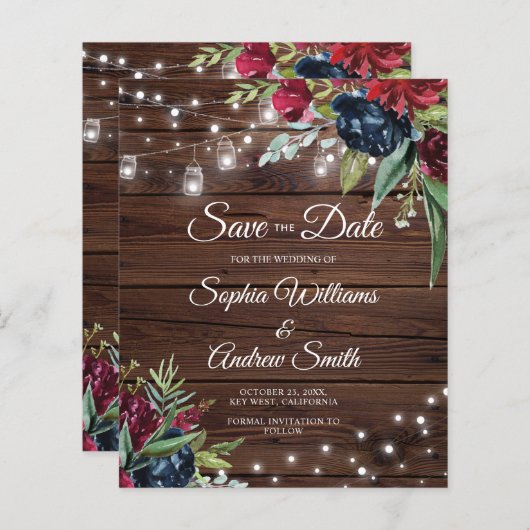 BUDGET Rustige houtflens licht sparen de datum (Voorkant / Achterkant)