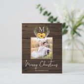 Budget Rustige kerstbloem Monogram Foto (Staand voorkant)
