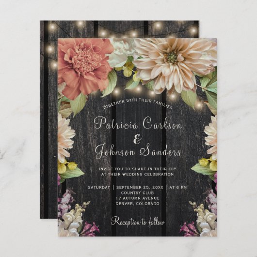 Budget rustige lente huwelijksuitnodiging (Voorkant / Achterkant)