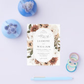 Budget Rustige Neutral Boho Floral Wedding S2 Flyer (Enkel)