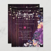 BUDGET Rustige paarse bloemen Oranje bruiloft uitn (Voorkant / Achterkant)