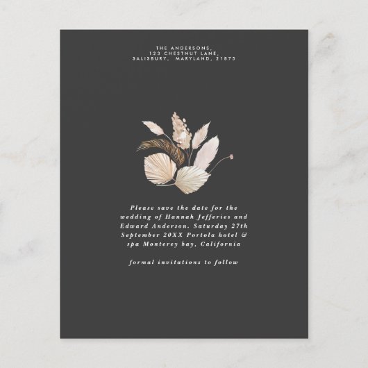 budget rustige pampas - gras bruiloft behalve datu flyer (Achterkant)