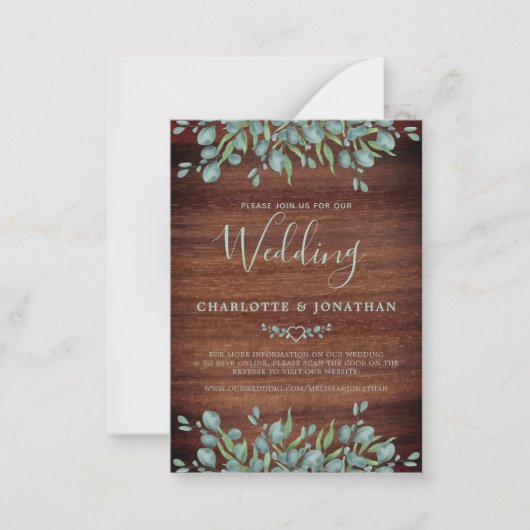 Budget Rustige QR Code Botanical Weduwen Uitnodigi Notitiekaartje (Voorkant)