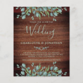 Budget Rustige QR Code Eucalyptus Wedding Invite (Voorkant)