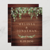 Budget Rustige QR Code Greenery Wedding Uitnodigin (Voorkant / Achterkant)