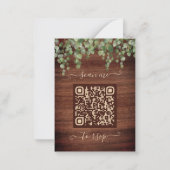 Budget Rustige QR Code Greenery Wedding Uitnodigin Notitiekaartje (Achterkant)