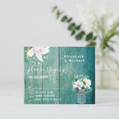 BUDGET Rustige roze Magnolias Wedding RSVP (Staand voorkant)