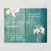 BUDGET Rustige roze Magnolias Wedding RSVP (Voorkant)