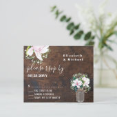 BUDGET Rustige roze Magnolias Wedding RSVP (Staand voorkant)