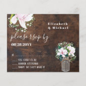 BUDGET Rustige roze Magnolias Wedding RSVP (Voorkant)