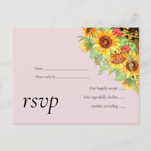 Budget Rustige Summer Sunflower Floral Wedding Uitnodiging Briefkaart (Voorkant)