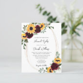 Budget Rustige Sunflower and Rozen Wedding Invite (Staand voorkant)