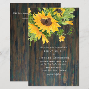 Budget Rustige Sunflower Barn Wedding Invite A9