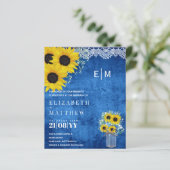 BUDGET Rustige Sunflower Blue Wedding Invite (Staand voorkant)