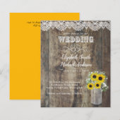 BUDGET Rustige Sunflower Lace Wood Wedding Invite (Voorkant / Achterkant)