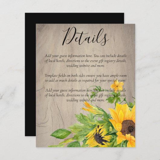 BUDGET Rustige Sunflower Weddenschap (Voorkant / Achterkant)