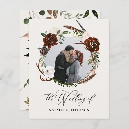 budget Rustige uitnodiging voor het blaadjeshuweli (Voorkant / Achterkant)