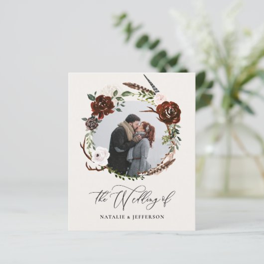 budget Rustige uitnodiging voor het blaadjeshuweli (Staand voorkant)