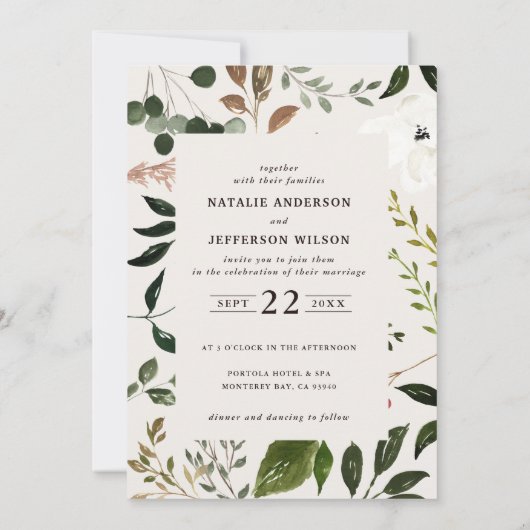 budget Rustige uitnodiging voor het blaadjeshuweli (Achterkant)