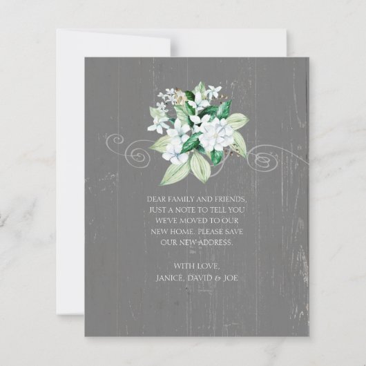 Budget Rustige White Magnolia Floral Moving Kaart (Achterkant)