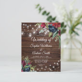 Budget Rustige Wood Floral Light Wedding Invitatio (Staand voorkant)