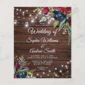 Budget Rustige Wood Floral Light Wedding Invitatio (Voorkant)