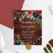 Budget Rustige Wood Floral Light Wedding Invitatio
