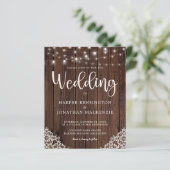 Budget Rustige Wood Lace Lights Wedding QR Code (Staand voorkant)