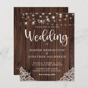 Budget Rustige Wood Lace Lights Wedding QR Code