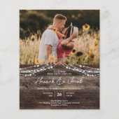 Budget Rustige Wood QR Code RSVP Wedding Invitatio (Voorkant)