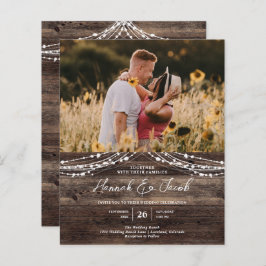 Budget Rustige Wood QR Code RSVP Wedding Invitatio
