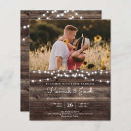 Budget Rustige Wood QR Code RSVP Wedding Invite