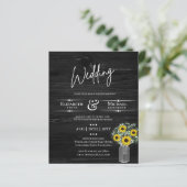 BUDGET Rustige zonnebloem BabysBreath Wedding Invi (Staand voorkant)