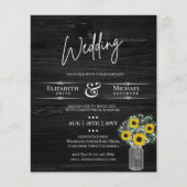 BUDGET Rustige zonnebloem BabysBreath Wedding Invi (Voorkant)