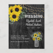 BUDGET Rustige zonnebloem BabysBreath Wedding Invi (Voorkant)