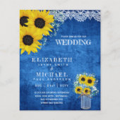 BUDGET Rustige zonnebloem BabysBreath Wedding Invi (Voorkant)