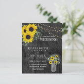 BUDGET Rustige zonnebloem BabysBreath Wedding Invi (Staand voorkant)