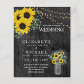 BUDGET Rustige zonnebloem BabysBreath Wedding Invi (Voorkant)