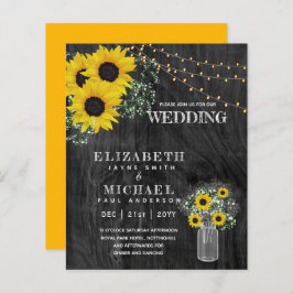 BUDGET Rustige zonnebloem BabysBreath Wedding Invi