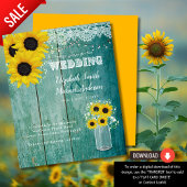 BUDGET Rustige Zonnebloem Blauwgroen Gele bruiloft