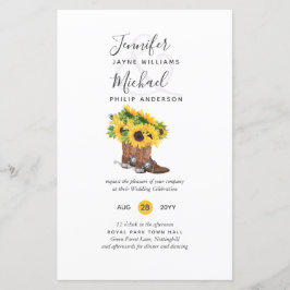 BUDGET Rustige zonnebloem Cowboy Boots Wedding Inv